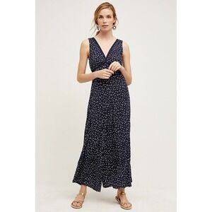 Anthropologie HD Paris Tallulah Navy White Polka Dot Wide Leg Jumpsuit size US 6